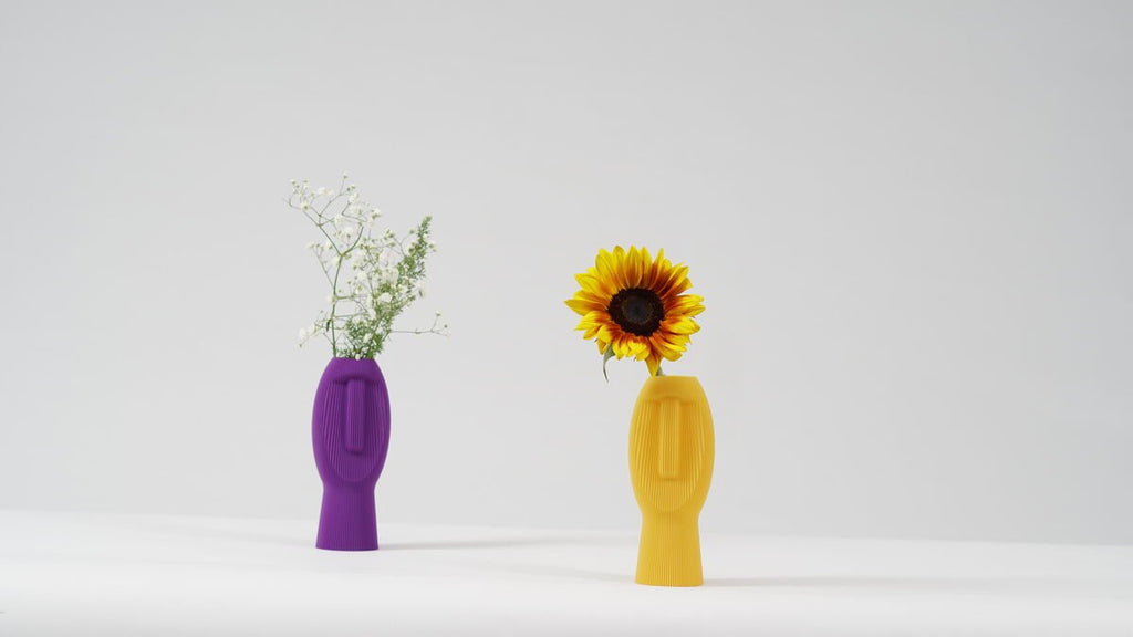 Silent Dude Ribbed Face Vase, 3D Printed Bud Vase