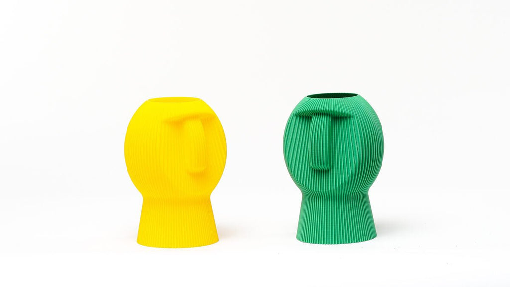Chubby Dude Moai Face Vase, 3D Printed Ribbed Planter