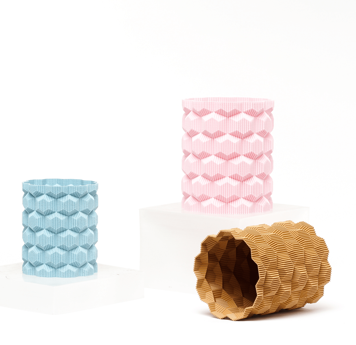 Honeycomb Wave 3D Printed Vase, Textured Planter