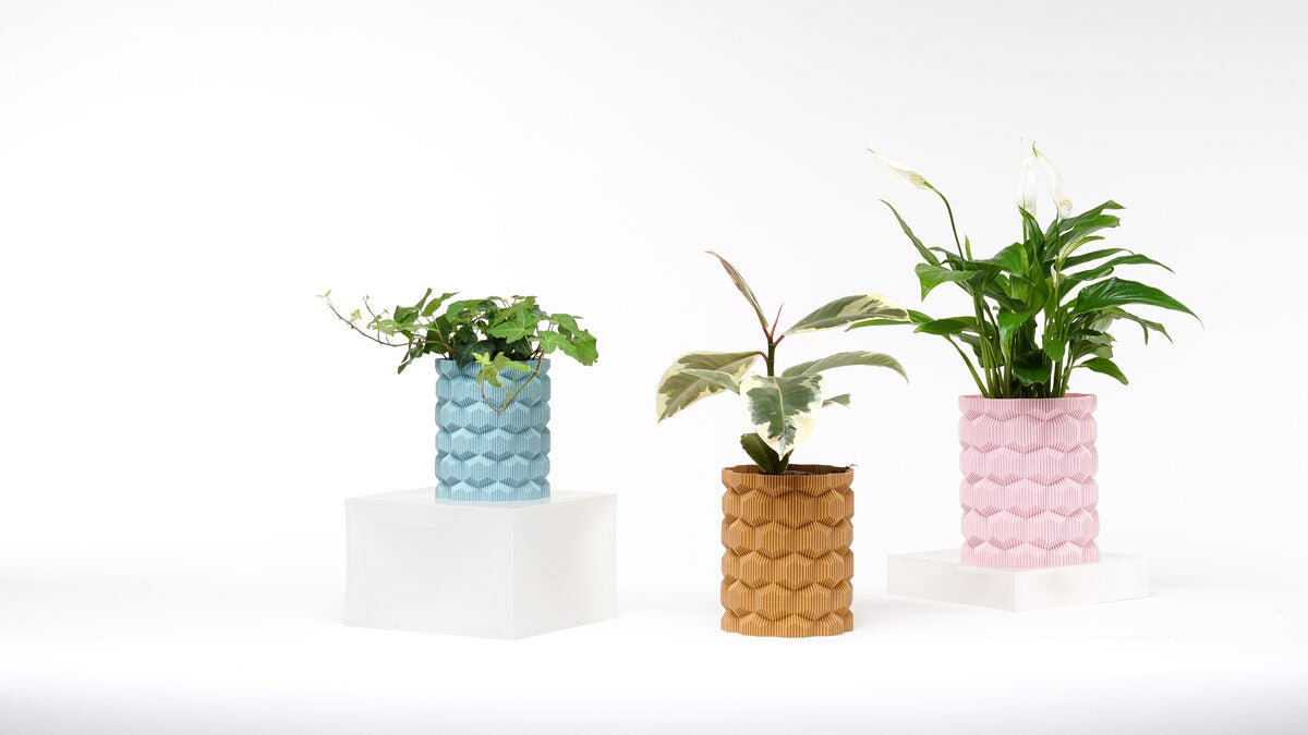 Honeycomb Wave 3D Printed Vase, Textured Planter