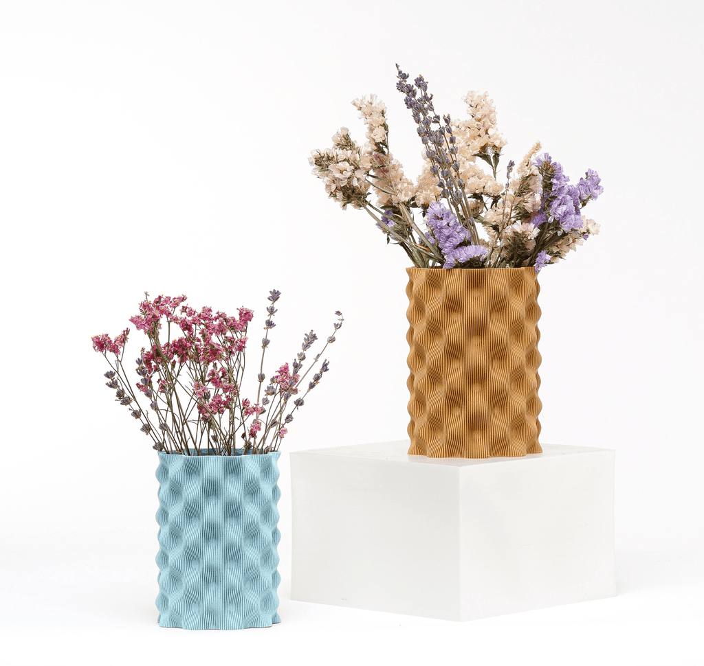Wave Ripple Vase, 3D Printed Textured Flower Vase