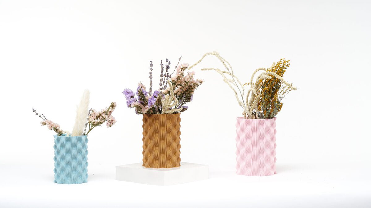 Wave Ripple Vase, 3D Printed Textured Flower Vase