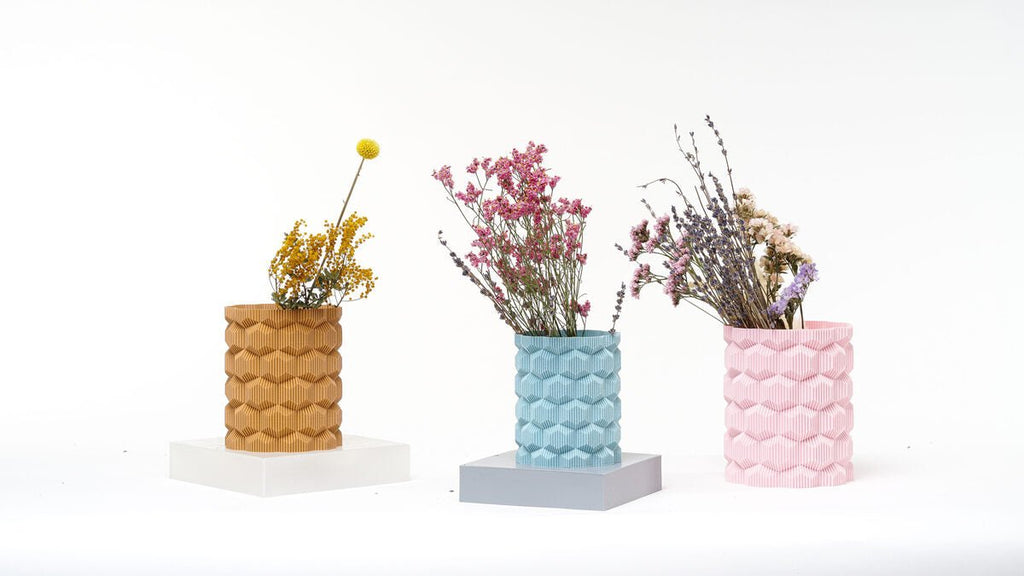 Honeycomb Wave 3D Printed Vase, Textured Planter