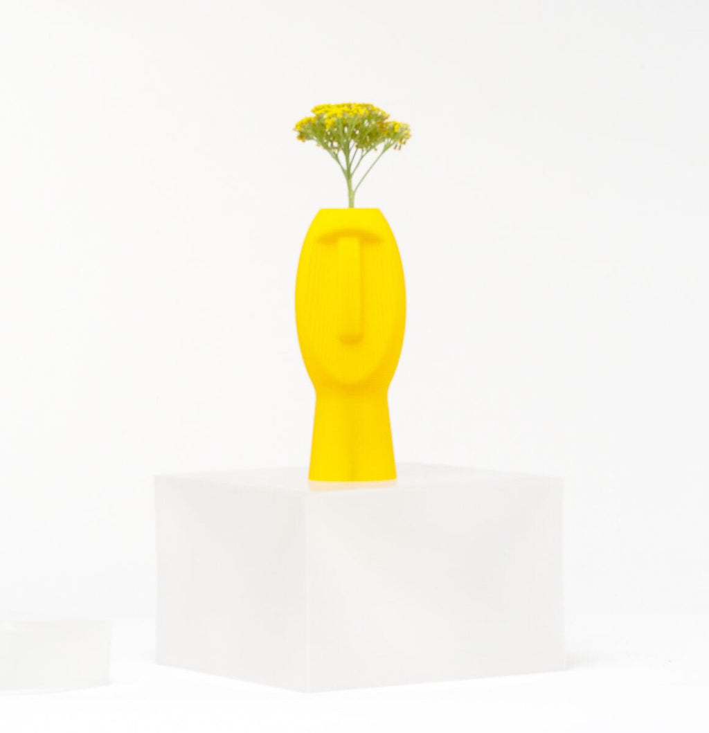 Silent Dude Ribbed Face Vase, 3D Printed Bud Vase