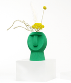 Chubby Dude Moai Face Vase, 3D Printed Ribbed Planter