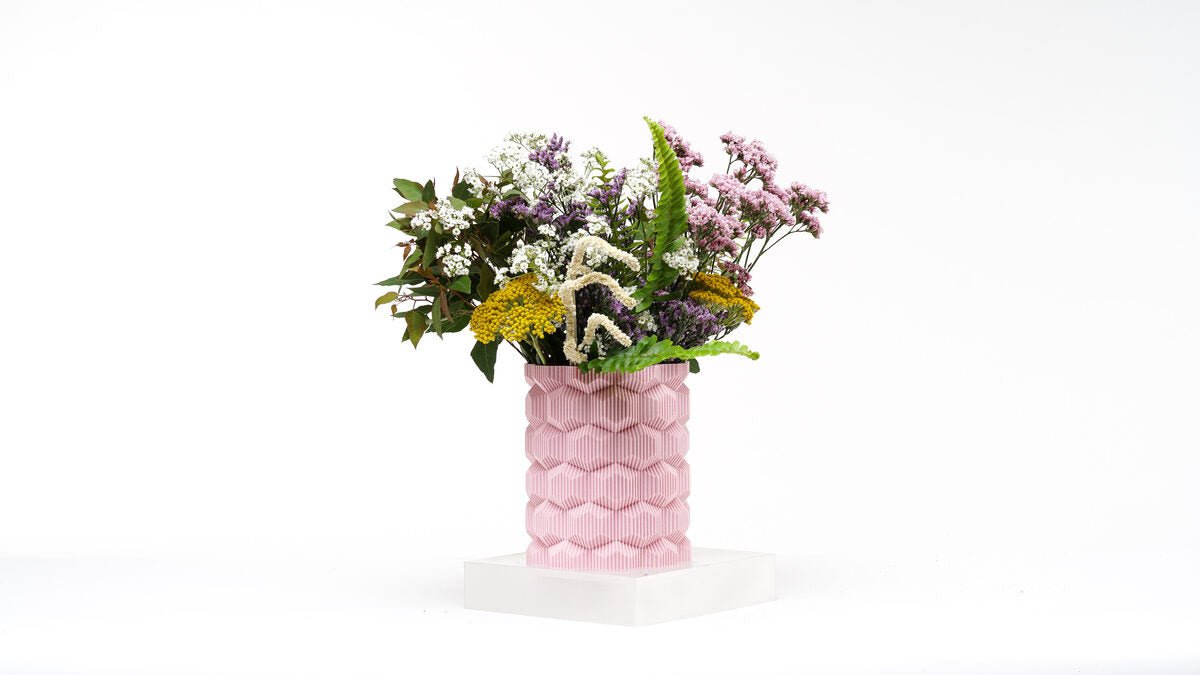 Honeycomb Wave 3D Printed Vase, Textured Planter