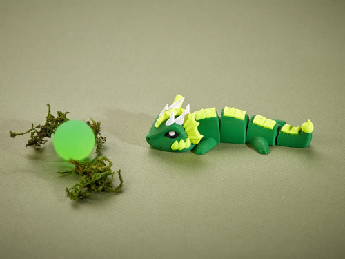 Articulated Poison Dragon Fidget Toy, 3D Printed Keychain Figure