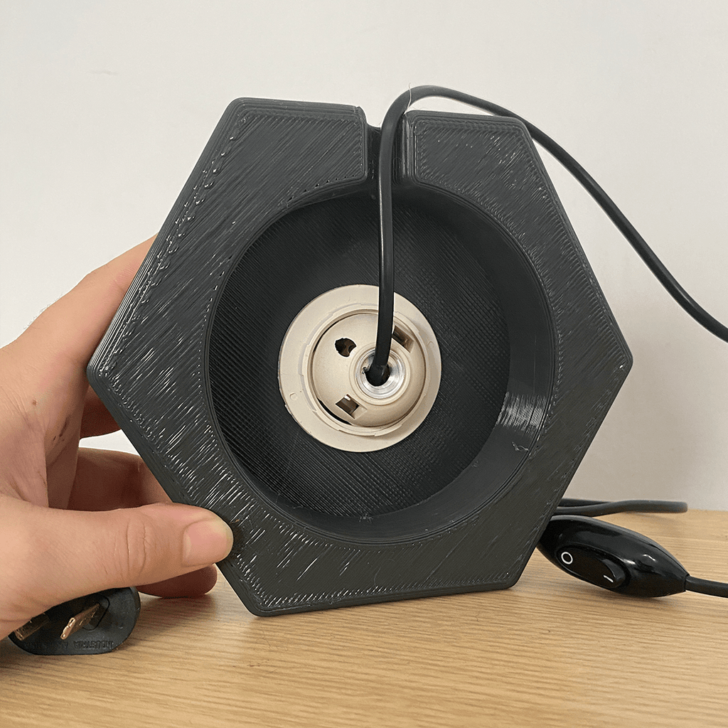 Hexagonal E27 Lamp Base, Pre-Wired 3D Printed Base