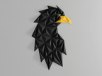 Geometric Eagle Head Wall Sculpture, 3D Printed Bird Art