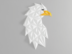Geometric Eagle Head Wall Sculpture, 3D Printed Bird Art