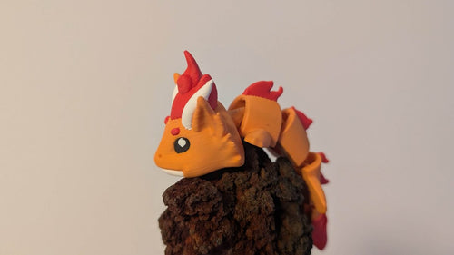 Articulated Fire Dragon Keychain, 3D Printed Fidget Figure