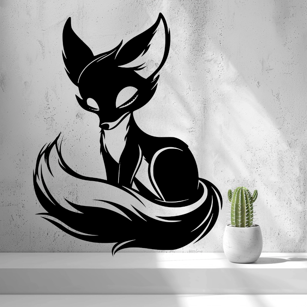 2d Cute Fox Wall Art