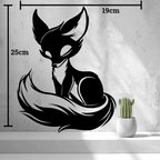 Sitting Fox Wall Art Panel, 3D Printed Silhouette Decor