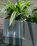 Aura DUO Ribbed Square Planter Set with Hidden Drainage