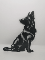 German Shepherd Silhouette Wall Art, 3D Printed Dog Panel
