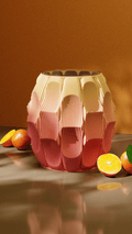 Faceted Grenade Vase, 3D Printed Ribbed Sculptural Decor