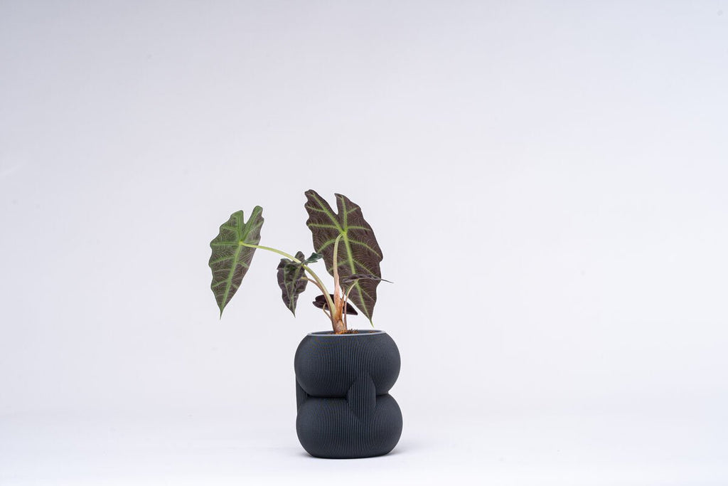 Ribbed Figure Eight Planter Vase, 3D Printed Sculptural Pot