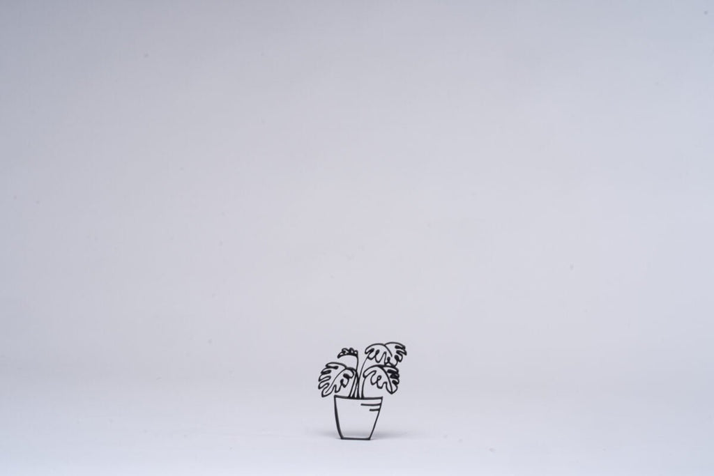 Monstera Line Art Sculpture, 3D Printed Plant Decor