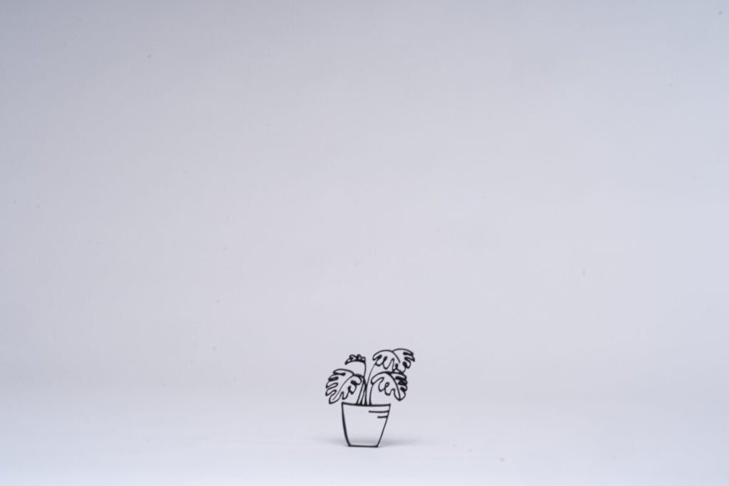 Monstera Line Art Sculpture, 3D Printed Plant Decor