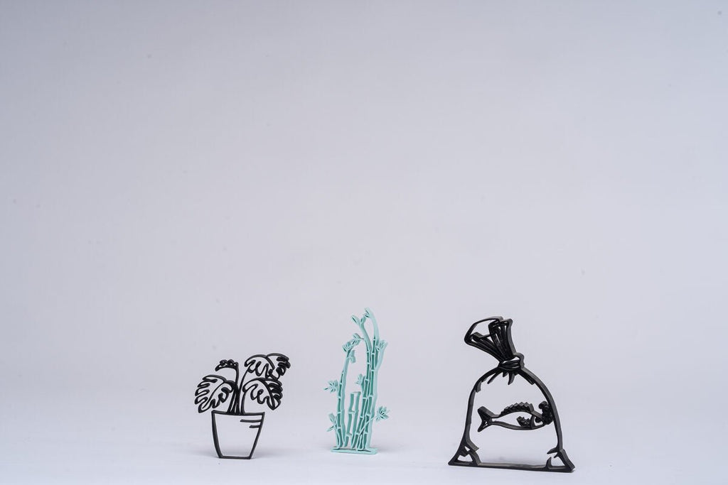 Bamboo Sticks Line Art Ornament, 3D Printed Freestanding Decor