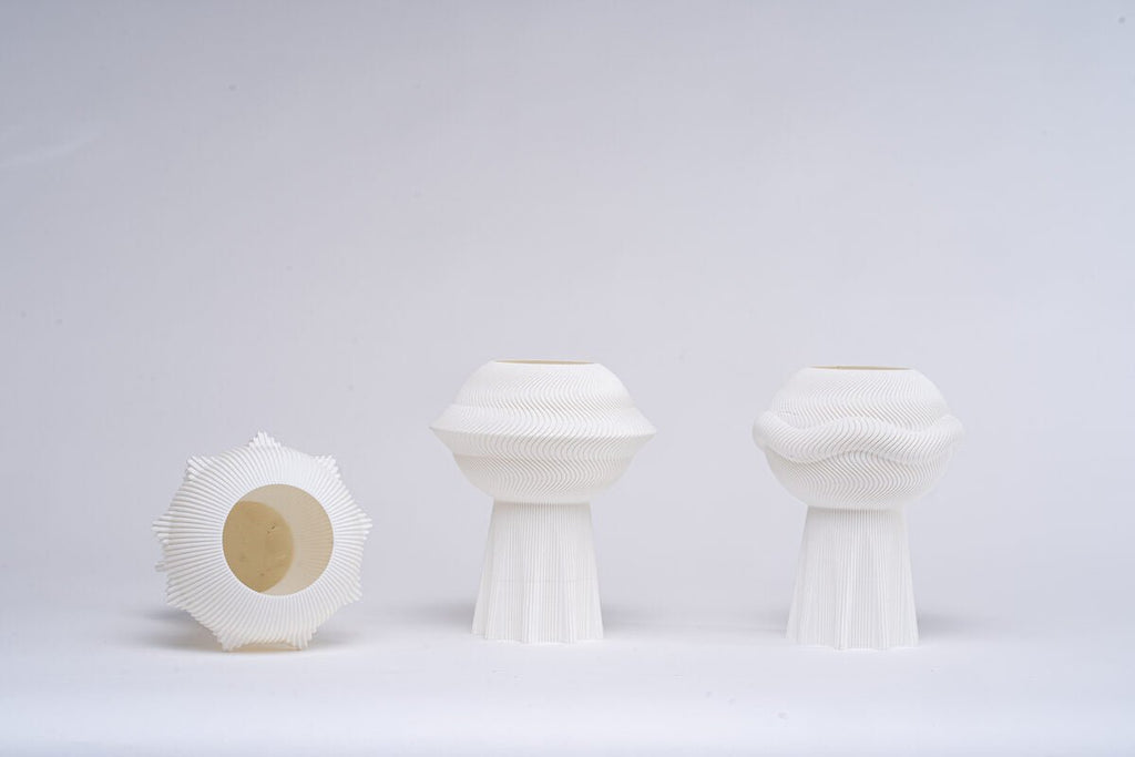 UFO Saucer Vase, Ribbed 3D Printed Planter