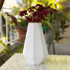 Faceted Flower Vase, 3D Printed Textured Home Decor