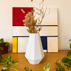 Faceted Flower Vase, 3D Printed Textured Home Decor