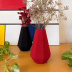 Faceted Flower Vase, 3D Printed Textured Home Decor