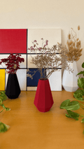 Faceted Flower Vase, 3D Printed Textured Home Decor