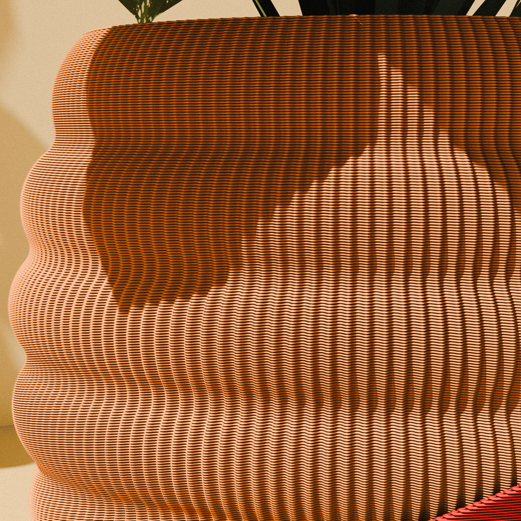 Hive Planter Pot, Ribbed 3D Printed Textured Plant Pot