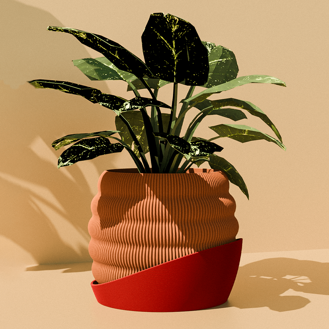 Hive Planter Pot, Ribbed 3D Printed Textured Plant Pot