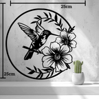 Hummingbird and Flower Wall Art, 3D Printed Circle Panel