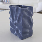 Crumpled Paper Bag Vase, 3D Printed Sculptural Decor