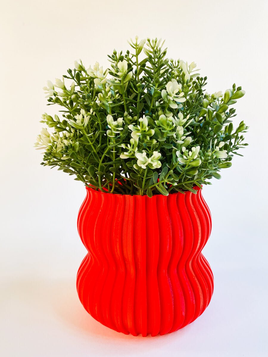 Mini Wobble Vase, 3D Printed Ribbed Planter