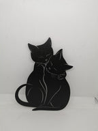 Cuddling Cats Silhouette Wall Art, 3D Printed Cat Decor Panel