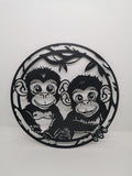 Baby Monkeys Wall Art, 3D Printed Circle Panel