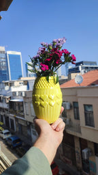 Heart Lattice Ribbed Flower Vase, 3D Printed Valentine's Decor