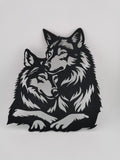 Wolf Couple Wall Art Panel, 3D Printed Wildlife Silhouette Decor