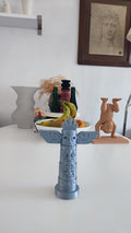 Totem Pole Card & Photo Stand, Carved Desk Display
