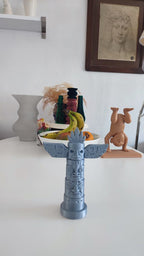 Totem Pole Card & Photo Stand, Carved Desk Display