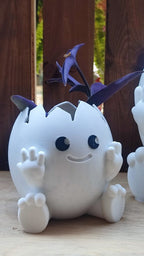 Cute Egg Planter, 3D Printed Cracked Eggshell Character Pot
