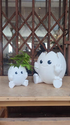 Cute Egg Planter, 3D Printed Cracked Eggshell Character Pot