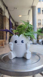Cute Egg Planter, 3D Printed Cracked Eggshell Character Pot