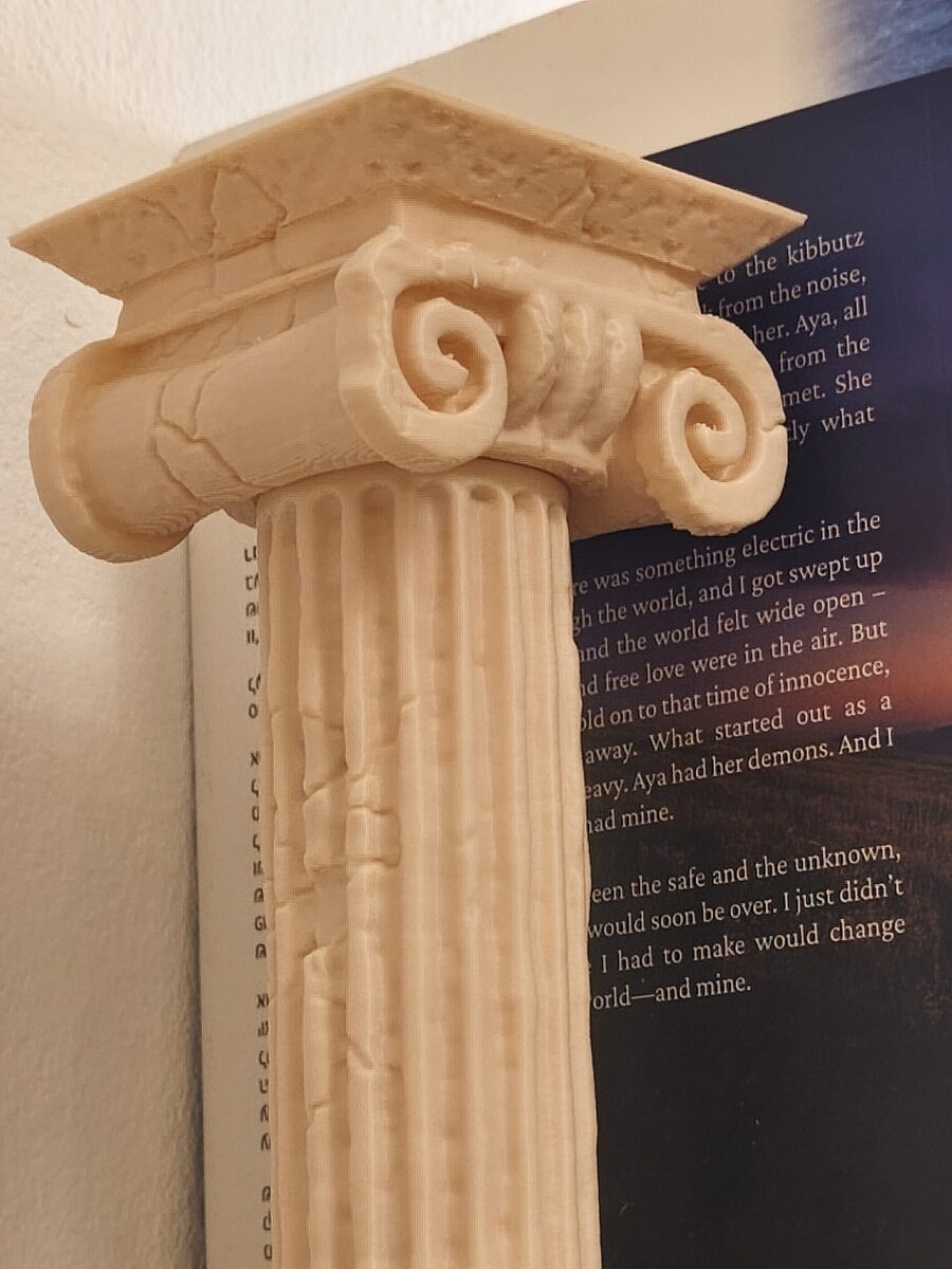 Ionic Column Bookend with Hidden Compartment, 3D Printed Decor
