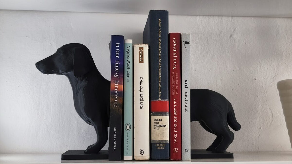 Dachshund Silhouette Bookends, 3D Printed Dog Book Holder Set