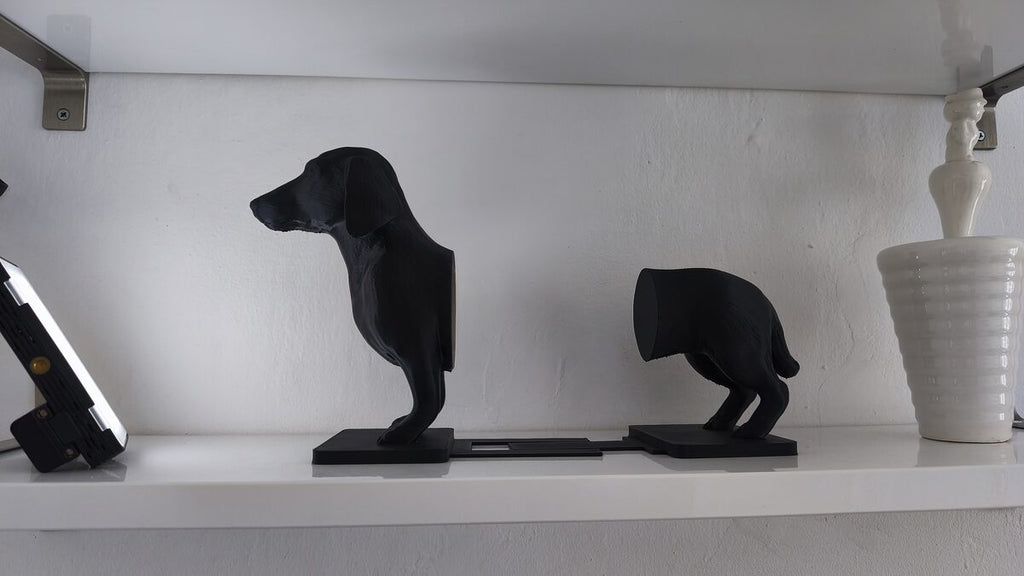 Dachshund Silhouette Bookends, 3D Printed Dog Book Holder Set