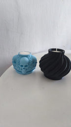 Spiral Swirl Candle Holder, 3D Printed Matte Black Decor