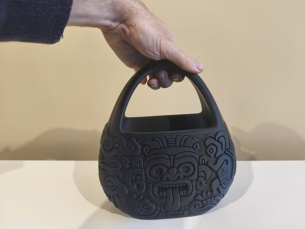 Tribal Aztec Statement Purse, 3D Printed Carved Decor Bag