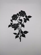 Black Roses Silhouette Wall Art, 3D Printed Floral Decor