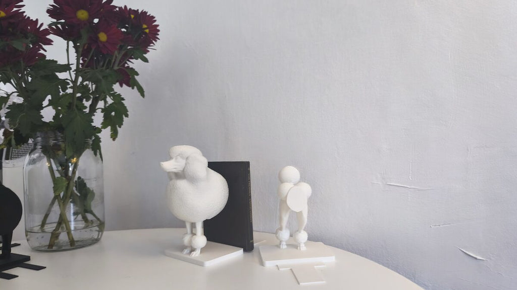 Poodle Bookend Pair, 3D Printed Curly Coat Book Holder